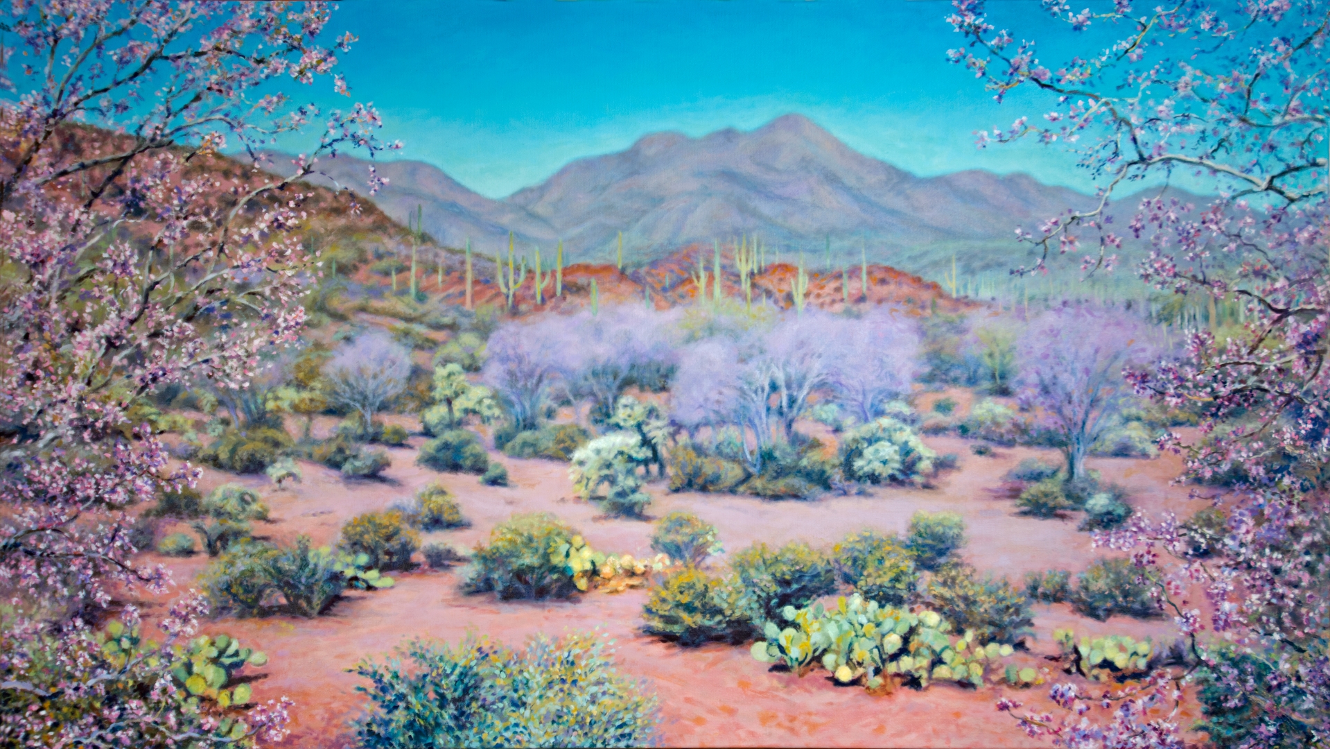 Ironwood Bloom, Oil, 26" x 48", Sold