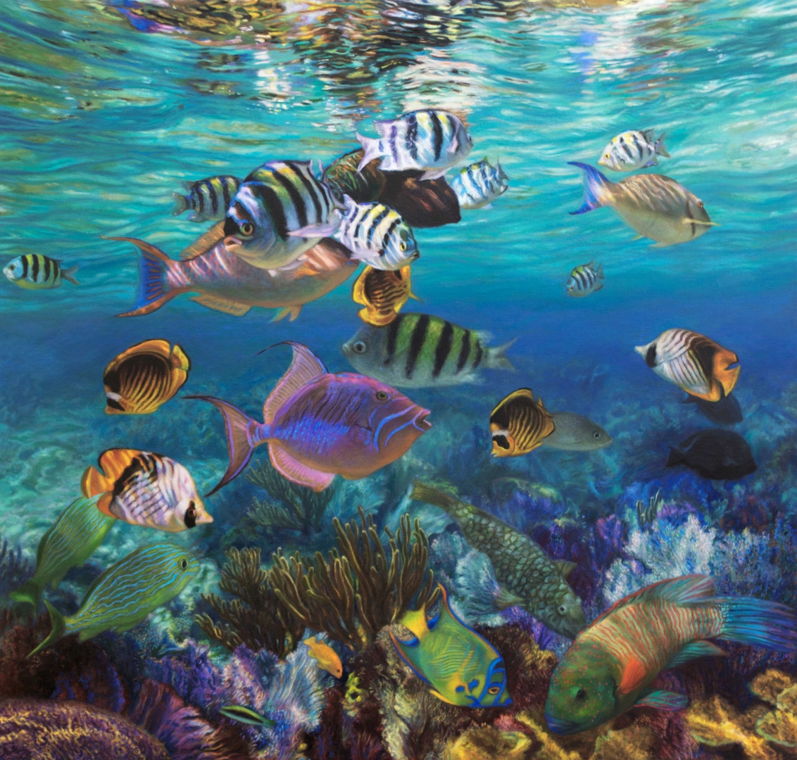 Reef Fish, Oil, 40" x 42", Sold
